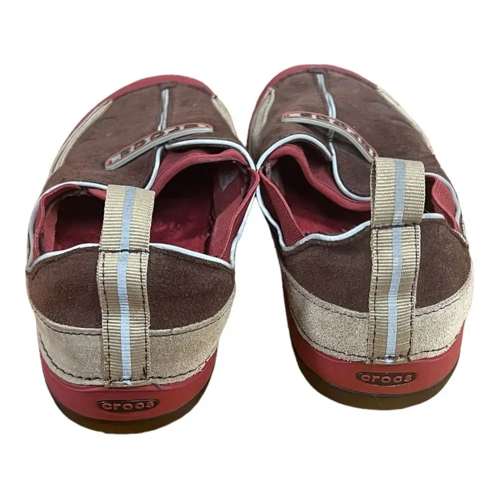 Crocs Size J 3 Kids Red Brown‎ Lined Shoes Grip Bottom